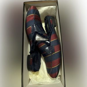Academy Loafer Fur Slide In Tie Silk Stripe